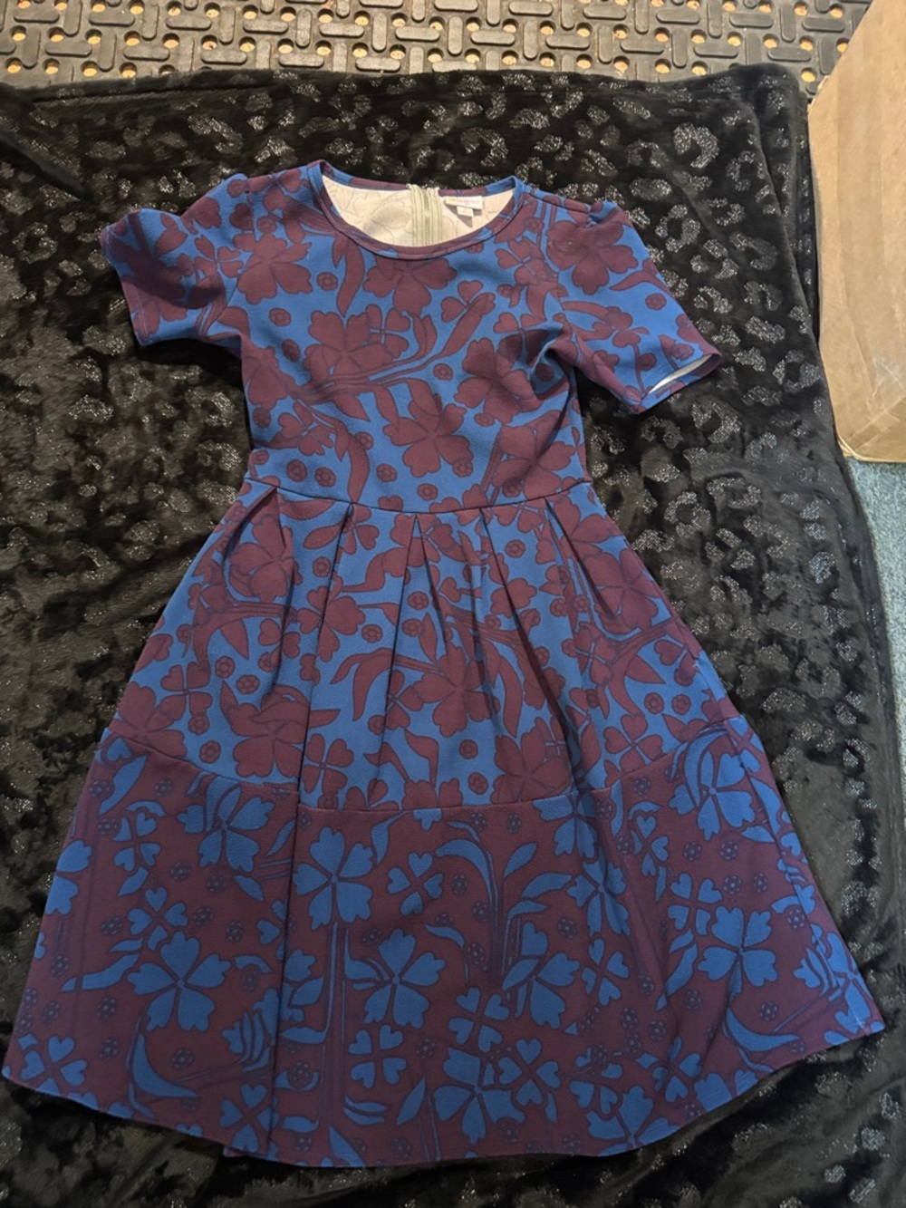 Blue and Purple Floral Fit-and-Flare 👗 dress